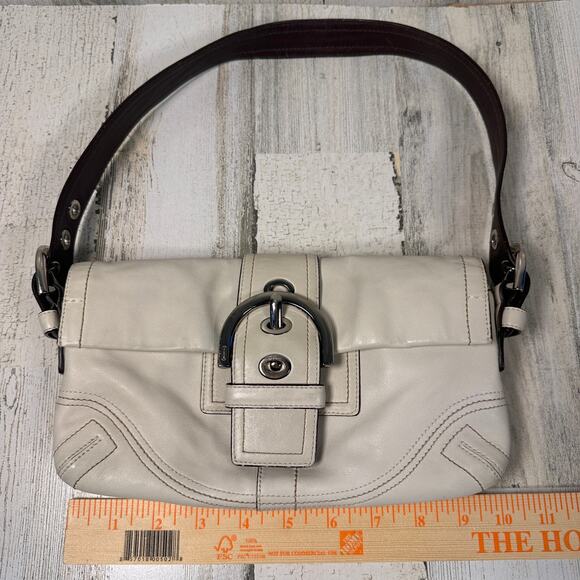 Coach Soho Flap Shoulder Bag White & Brown Leather Style 8A05 | Y2K - Picture 7 of 11